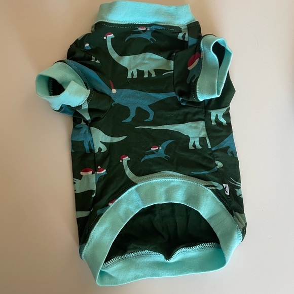 Kickee Pants Other - Kickee Pants Dog Shirt Size Small Green Dino Santa Dinosaur Outfit Pajamas